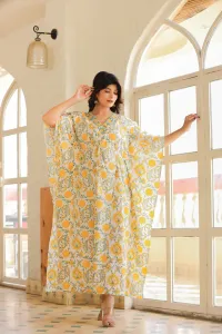 Women's Casual Printed Handblock Kaftan