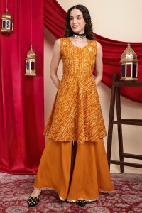 Trendy Yellow Printed Kurta Pant Set for Women