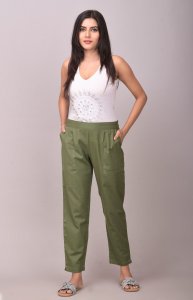 Everyday Olive Green Straight Pants with Pockets – Minimalist & Versatile